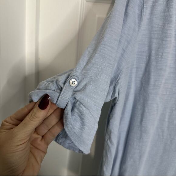 Chico’s Henley Women's Shirt 3 XL Blue Short Sleeve Stretch - Picture 2 of 5